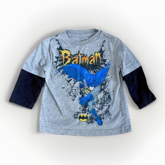 VTG Y2K Batman DC Superhero T-Shirt Twofer Long Sleeve Top Youth Toddler 2T - Picture 1 of 6